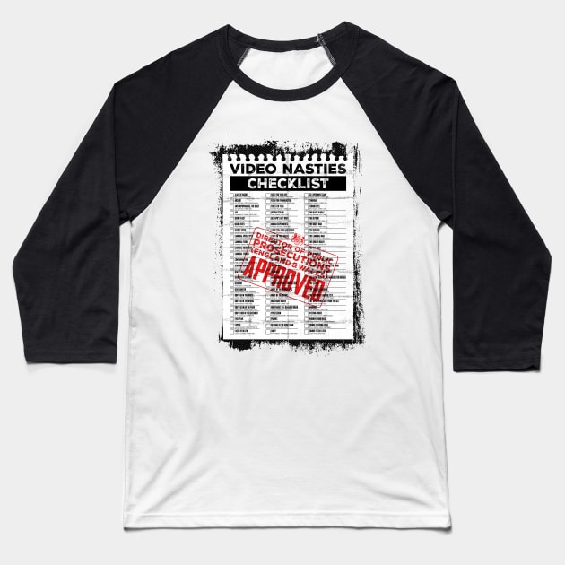 Video Nasties checklist Baseball T-Shirt by andrew_kelly_uk@yahoo.co.uk